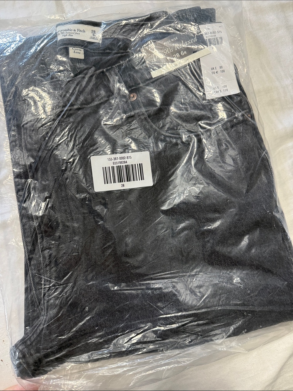 Abercrombie & Fitch women's Black wash Relaxed Jeans curve love